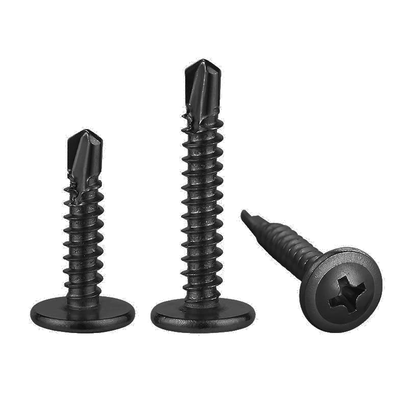 (200 pcs) Wensilon #10×1” for Sheet Metal Self-Tapping Screws 410 Black Stainless Steel Truss Head High-Strength Quick Tapping