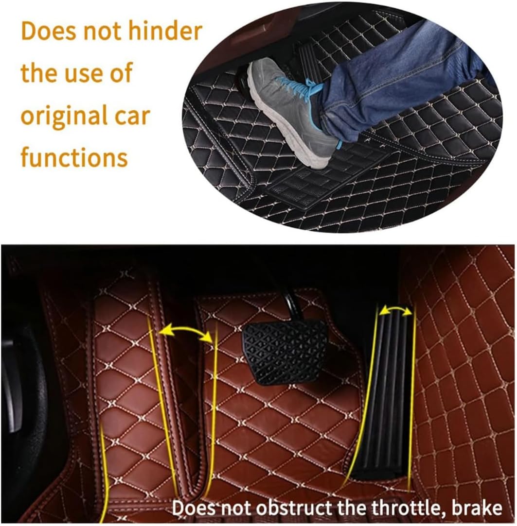 Custom Personalized Floor Mats for Cars,Luxury Full Coverage All Car Floor Mats,Anti-Slip Leather Car Mat Set ,Custom Floor Mats for 99% of Cars, Trucks & SUVs. (Light Brown and Black)