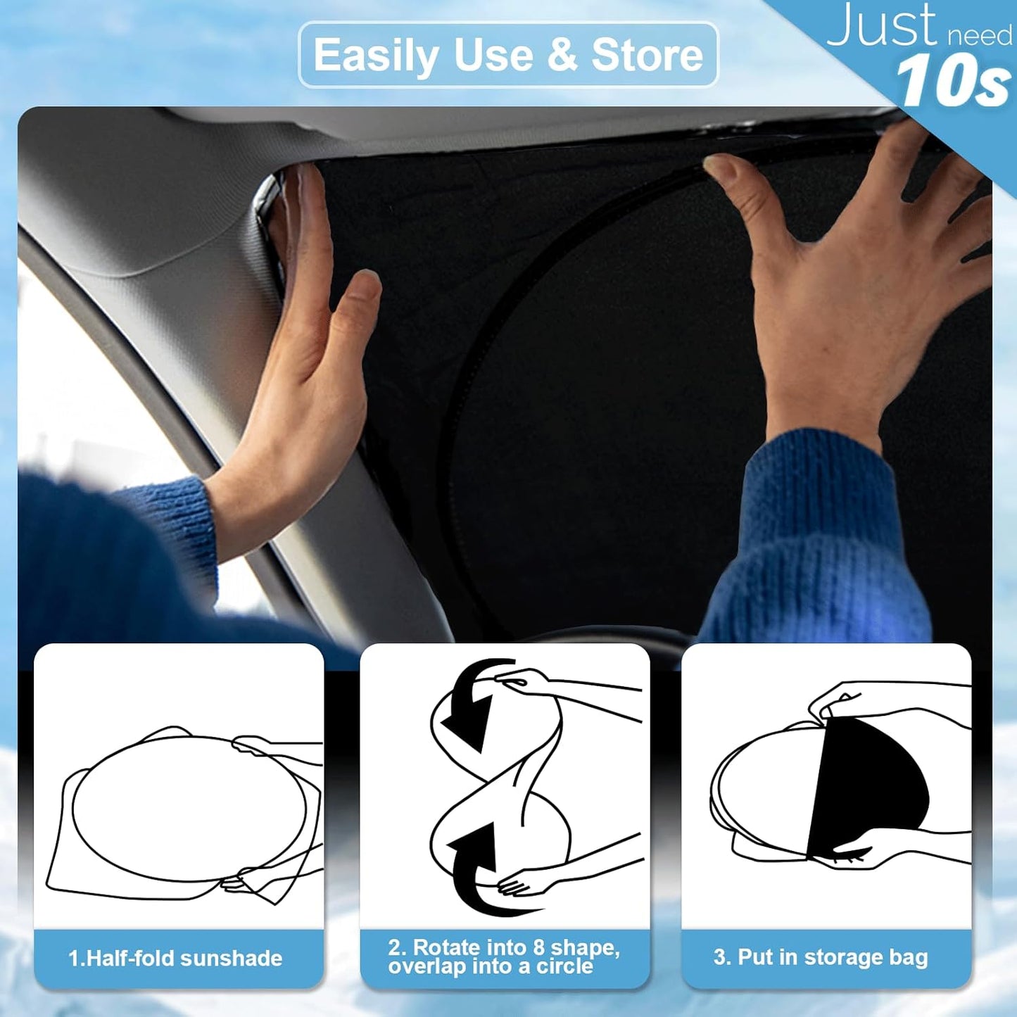 Custom Fit VW ID.4 Windshield Sunshade for 2021-2022 2023 2024 2025 VW ID.4 for Volkswagen Accessories Front Window Shield Cover for Windshield Sun Visor Protector Blocks UV Keeps Car Cool