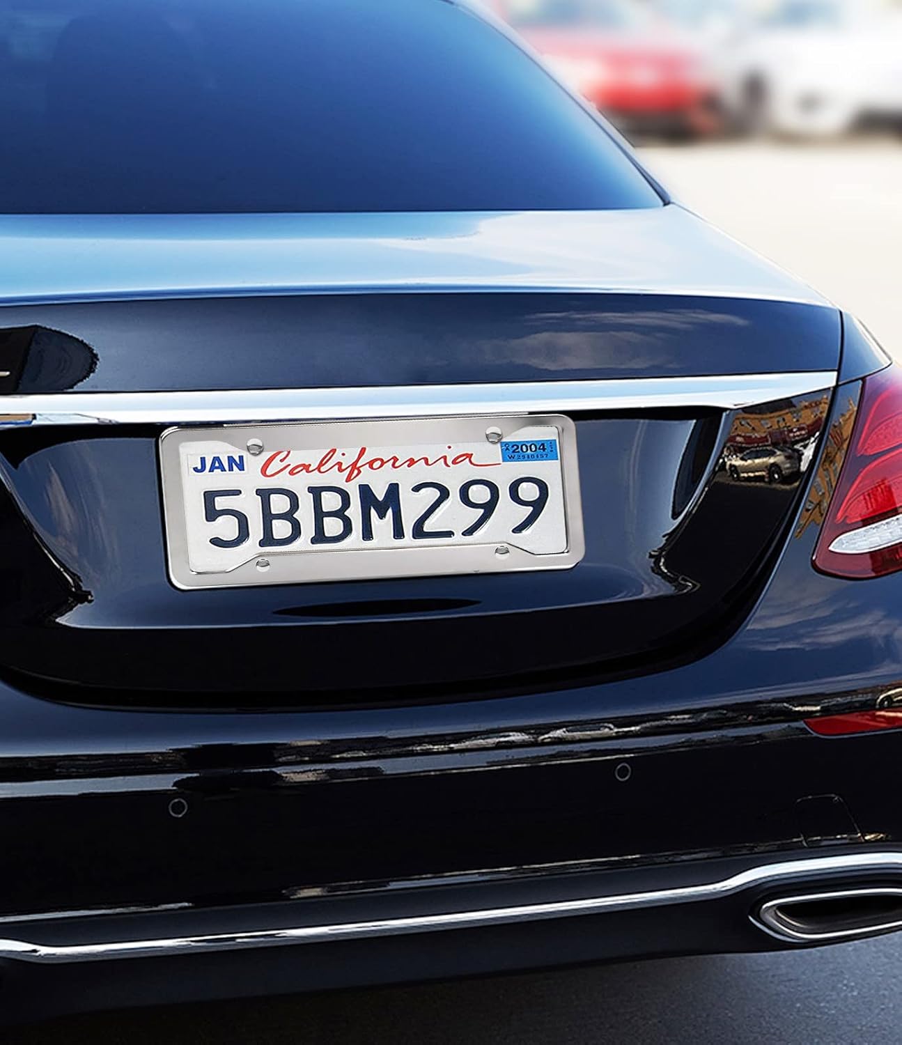 2 Pcs 4 Holes Stainless Steel License Plate Frame,Car License Plate Holder Bracket with Mount Hardware ,Screw, Caps Cover Set Car Accessories