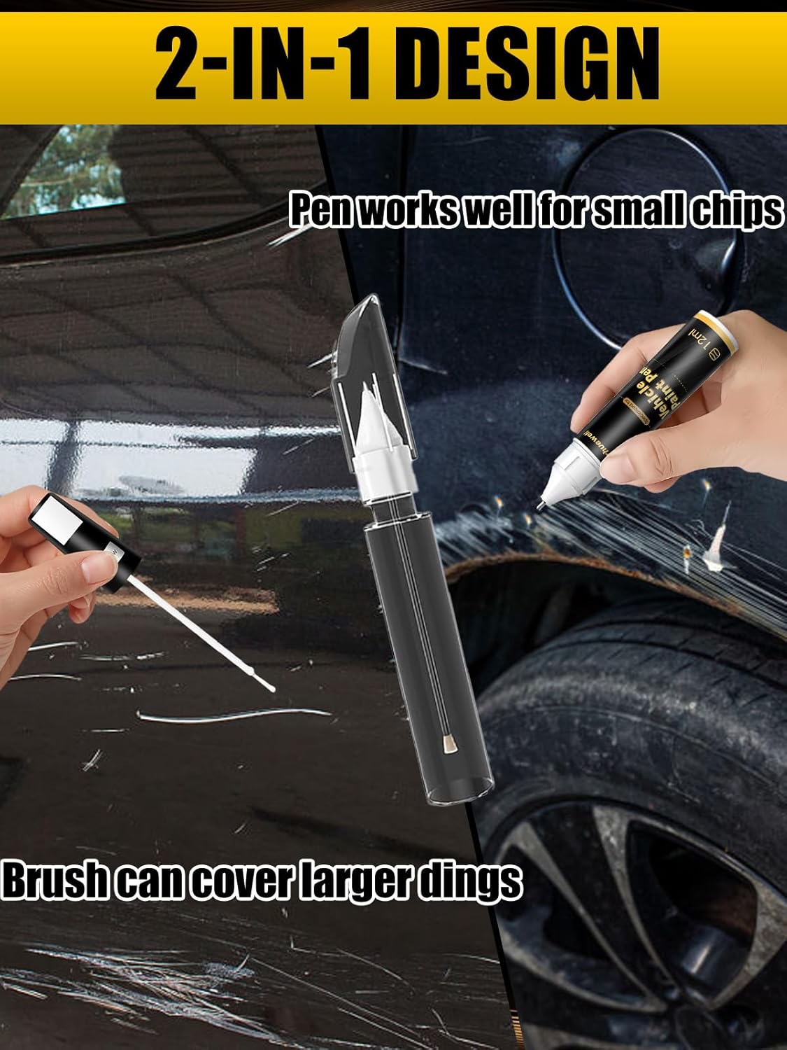 (LY9B) Brilliant Black Touch Up Paint Compatible with Audi, Exact Match Car Paint Pen Automotive Scratch Repair Remover Kit Quick & Easy Solution for Vehicle Chips and Nicks
