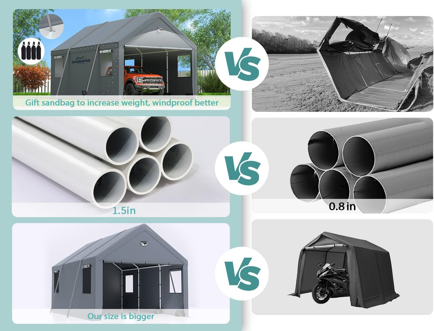 Carports 12X20 Heavy Duty,Car Ports with 180G Removable Side Walls, Carport Canopy, Portable Car Port Garage, Car Shelter All Weather,Gray