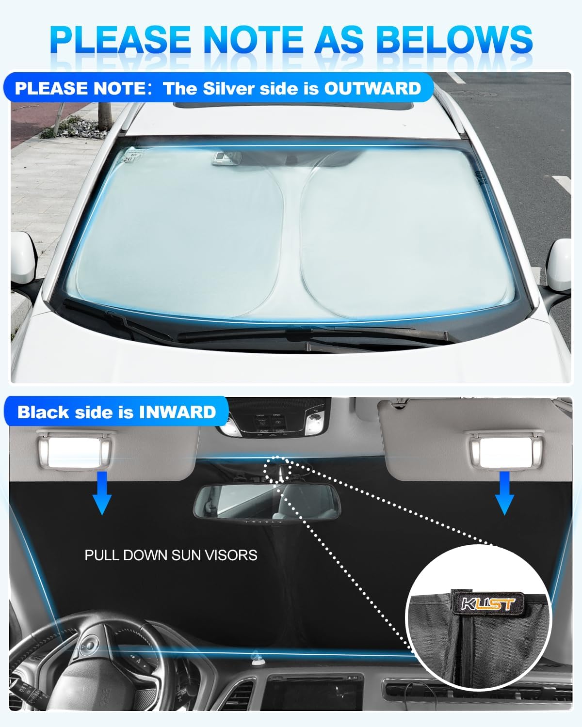 KUST Windshield Sun Shade for Nissan Titan 2020-2023 2024 Window Shade Sun Visor Cover Foldable Blocks UV Rays Keep Your Car Cooler