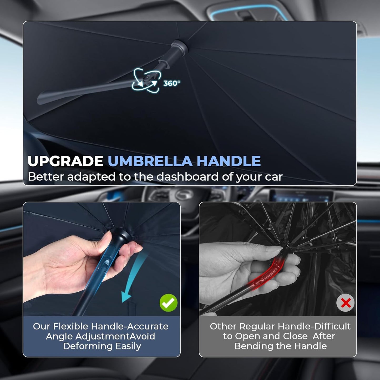 Windshield Sun Shade Umbrella for 2019-2025 Volkswagen VW Jetta Accessories: Custom Fit 240T Silver, Double Thickened, Foldable Sunshade Window Sun Visor, Ultimate 99% UV Blocking for S/SE/SEL/GLI/SEL