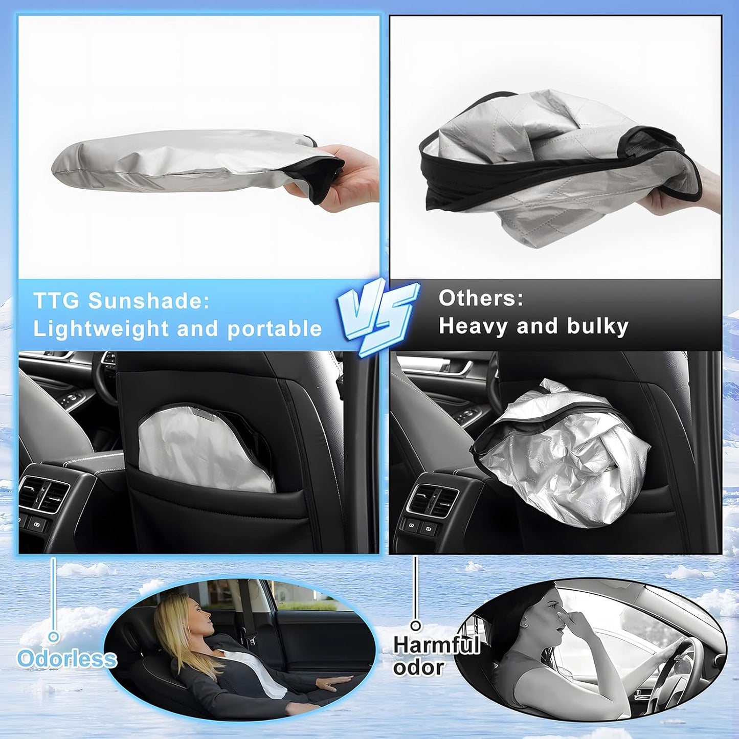 T TGBROS Windshield Sun Shade for 2019-2024 2025 GMC Sierra 1500 2500 3500 SLT, AT4, Denali Accessories Foldable Custom Fit Sun Shield Reflective Polyester Sun Visor Cover Sun Protection