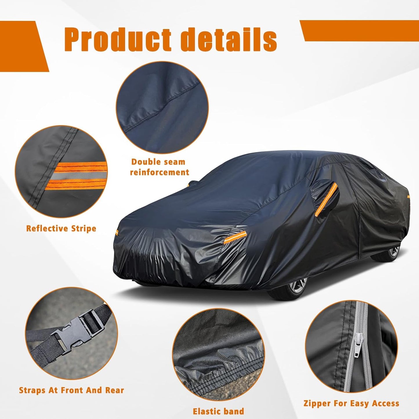 Kayme 7 Layers Car Cover Custom Fit for Tesla Model Y, Waterproof All Weather for Automobiles, Outdoor Full Car Cover Sun Rain UV Snow Protection.Black