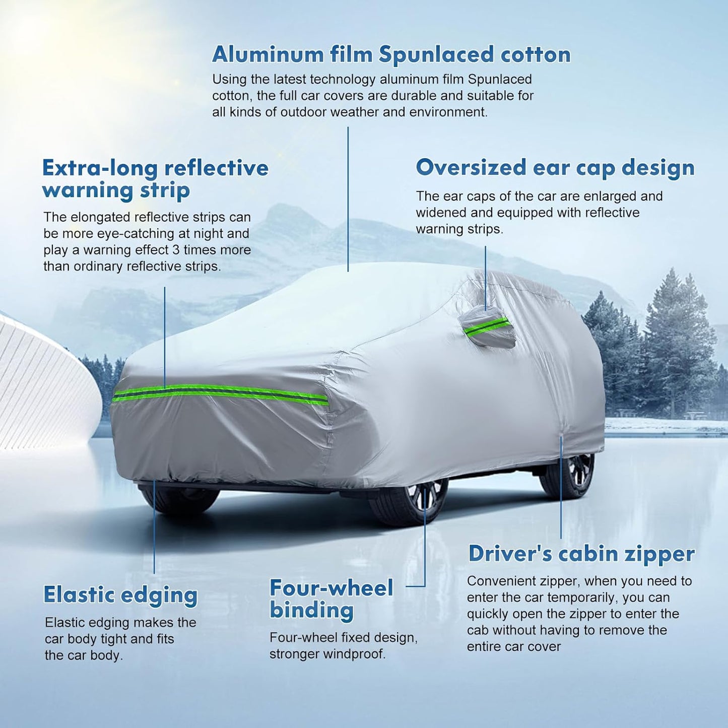 KEYOOG Full Car Cover Is All-weather Waterproof 6-layer, Universal In All Seasons, Snow Prevention, Rainproof, Acid Rainproof, Sunscreen, Ultraviolet-proof, Universally Applicable To Sedan (178"-189")