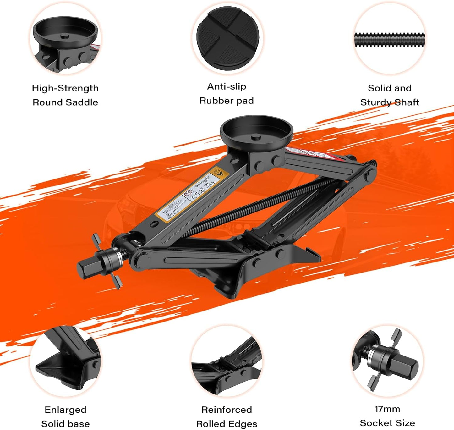 IMAYCC Car Jack 2.5 Ton/5512 lbs Universal Scissor Jack With Rubber Pad, Portable Tire Changing Kit With Lug Wrench, Emergency Kit for Sedan SUV MPV