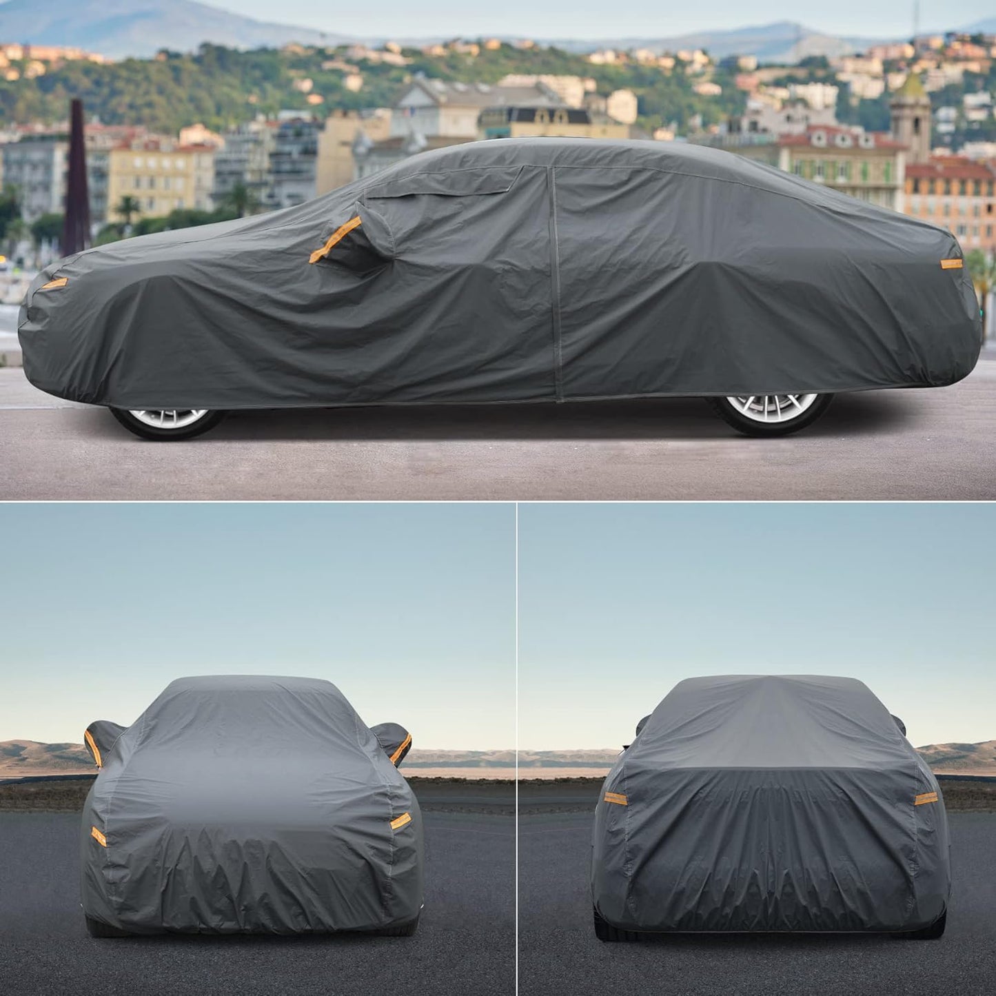 Premium Car Cover Custom Fit Ford Edge (2007-2025), 16 Layers Heavy Duty Car Cover Waterproof All Weather with Zipper Door for Sun Rain Snow Dust Uv Protection
