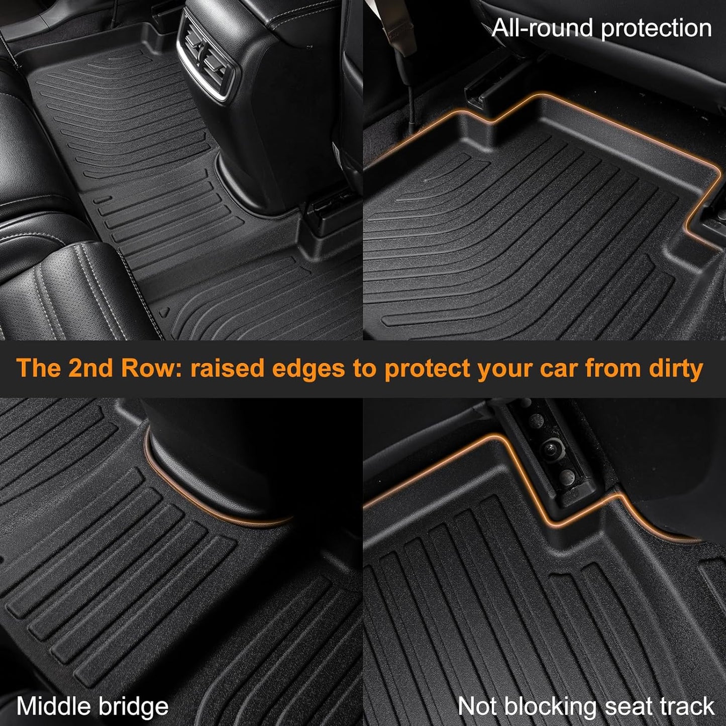 Binmotor-All Weather Car Floor Mats for Chevrolet/Chevy Spark(Not for GT) 2016-2022, Waterproof TPE Rubber Mats Floor Liners for Chevy Spark Trunk Liner Accessories Mat-Black