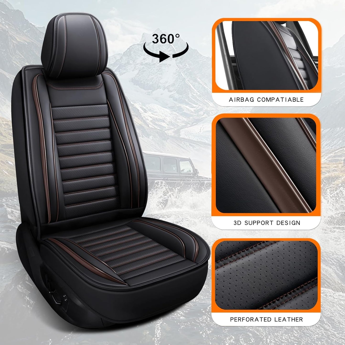 Car Seat Covers,Car Seat Protector Waterproof,Seat Covers Front, Car Seat Protectors,Automotive Seat Covers Fit for Most Cars Brown