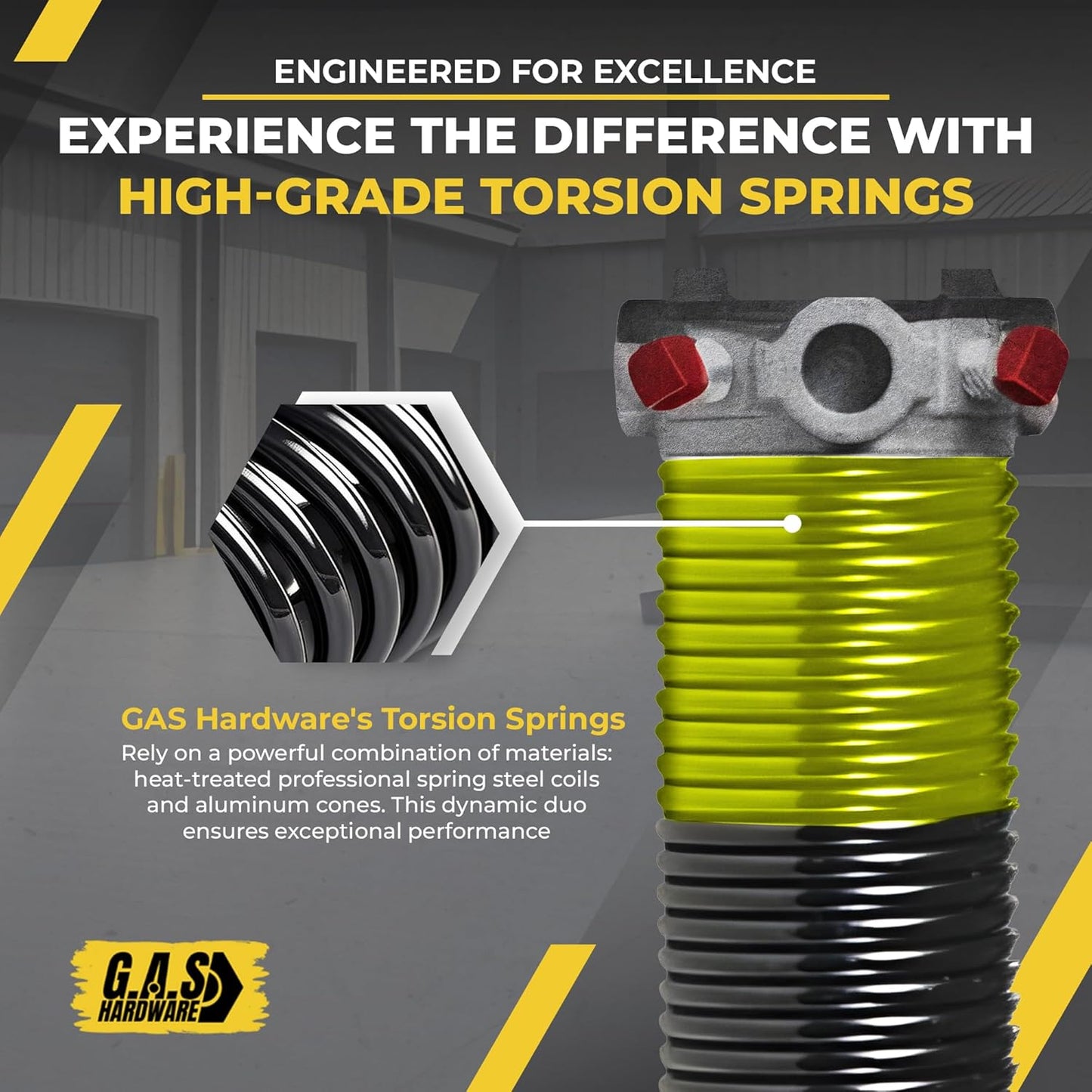 Garage Door Torsion Springs 207x2x20 Includes 1” Steel Bearing, Gloves, and Winding Bars for Left and Right Side of Garage Door Precision E-Coating 5-Year Warranty Minimum 30,000 Cycles (Pair)