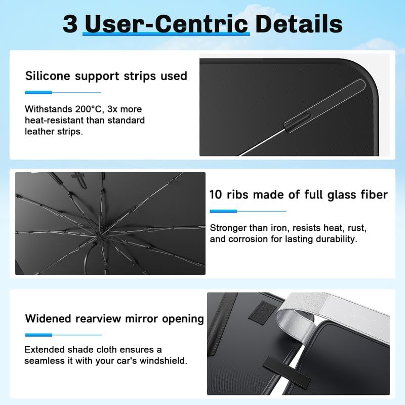 SXCY for 2022-2025 Volkswagen Taos Windshield Umbrella Sunshade [Easier Foldable] for 2025 VW Taos Accessories 2025 Taos Sunshade Umbrella for 2025 Taos Windshield Sun Shade Umbrella