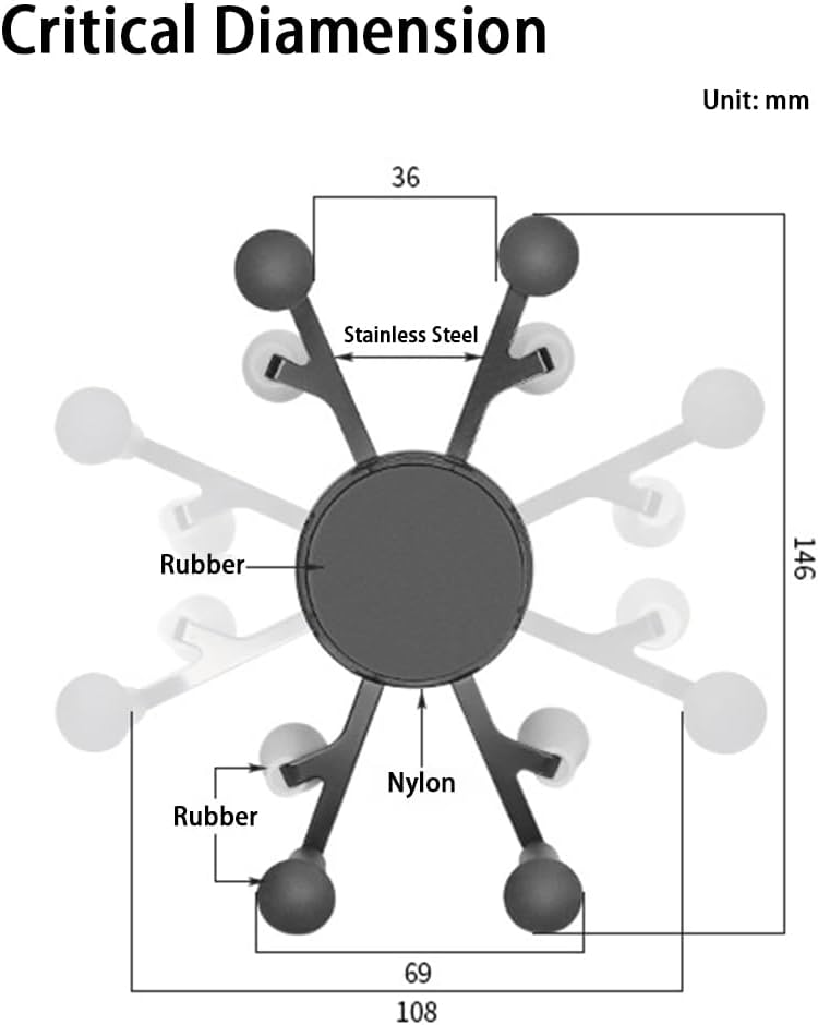 Strg Phone Mount with Drill-Down Round Base with Medium B Size 1" Ball Double Socket Arm, Phone Holder Compatible with All Phones Car Motorcycle Bike and More Phone Mount