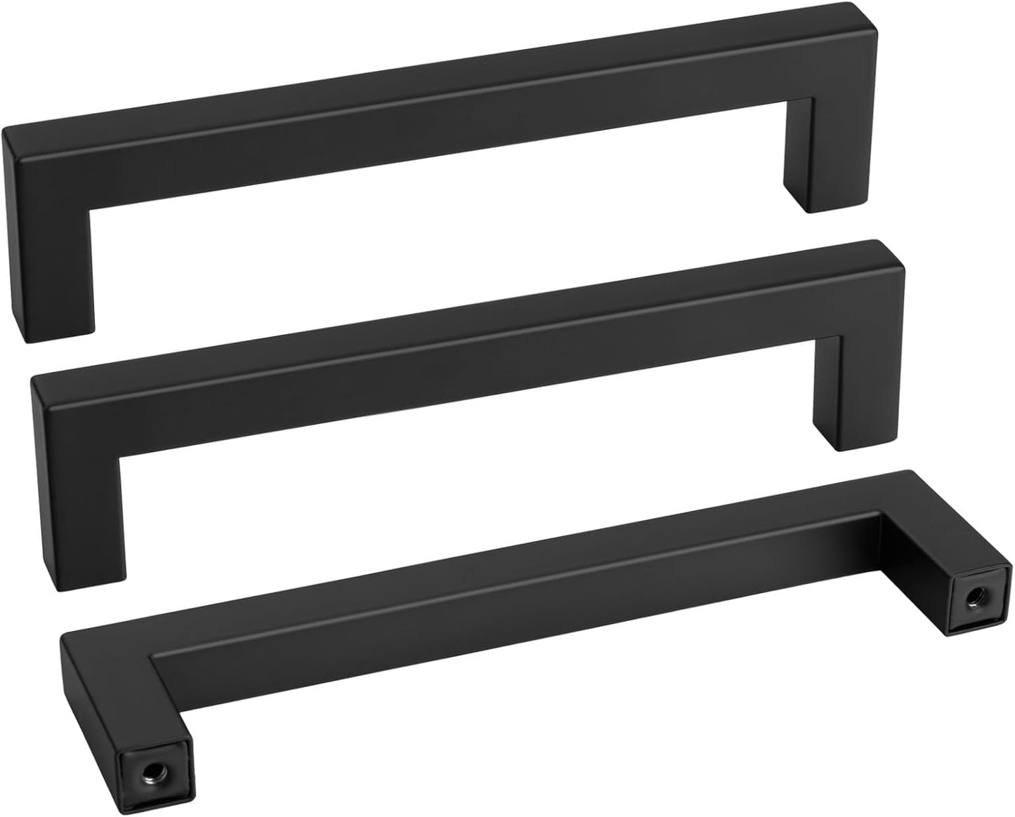 goldenwarm 22 Pack 6-1/4INCH Black Square Bar Cabinet Pull Drawer Handle Stainless Steel Modern Hardware for Kitchen and Bathroom Cabinets Cupboard,Center to Center 160mm Kitchen Cupboard Handles