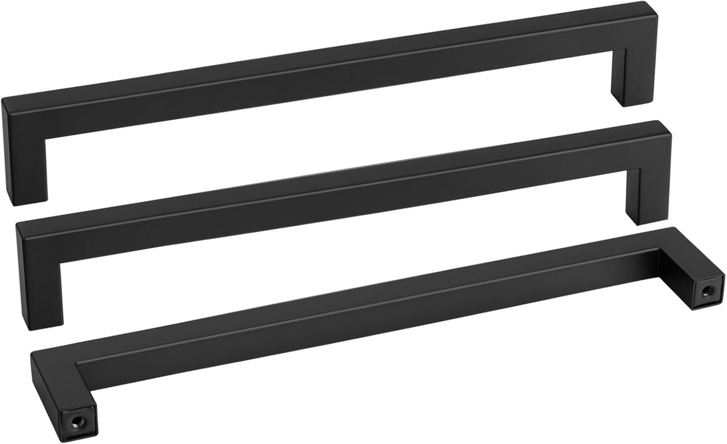 goldenwarm 200 Pack 12 3/5 Inch Black Cabinet Handles Matte Black Drawer Pulls Stainless Steel Cabinet Hardware Square Bar Modern Cabinet Handles for Kitchen Bathroom Cupboard