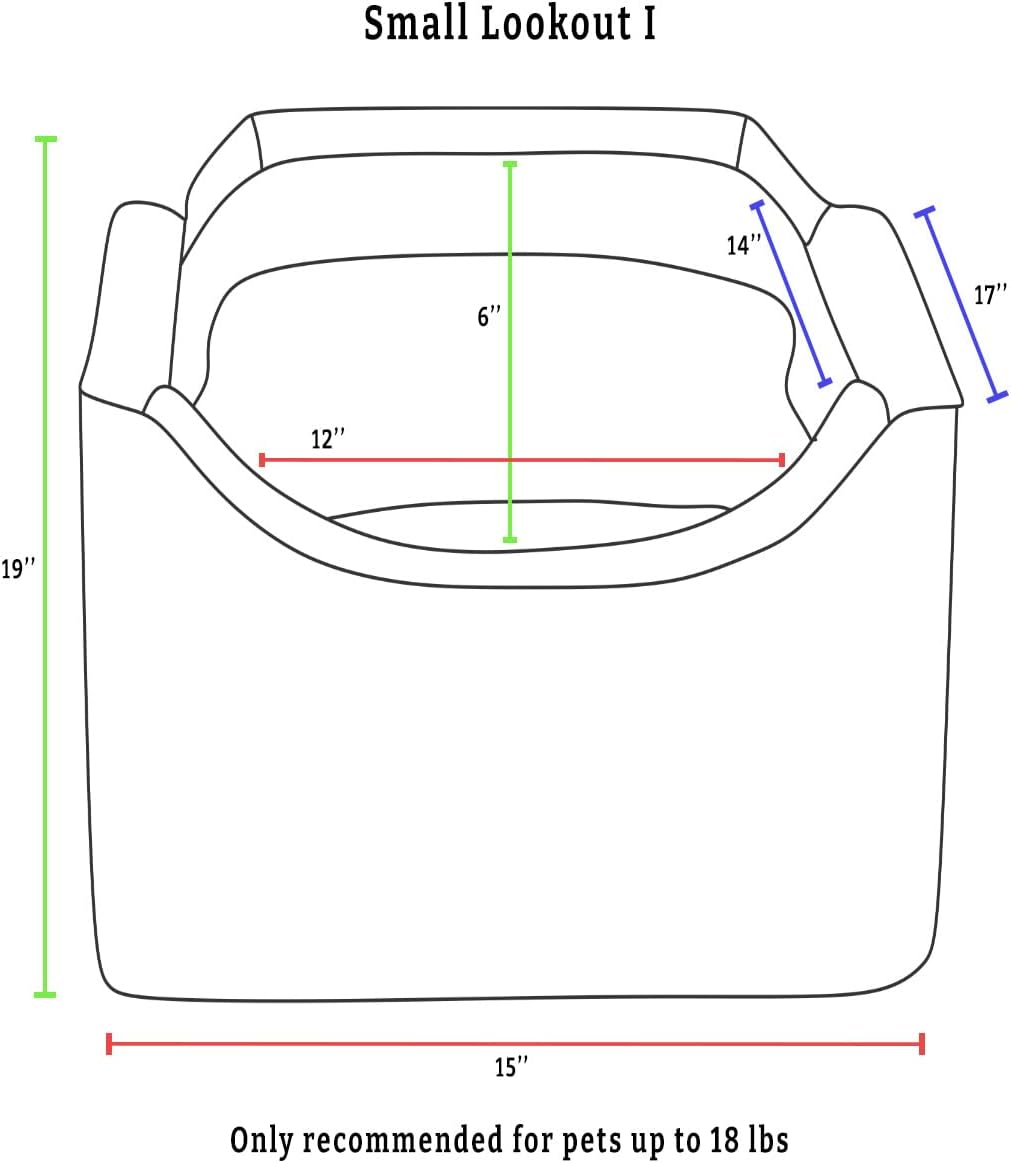 Snoozer Dog Car Seat: Lookout I Dog Booster Car Seat for Dogs Small 5-15 lbs, Size: Small, Fabric: Palmer Indigo, Pet Booster to Alleviate Motion Sickness for Dogs, Removable Machine Washable Cover