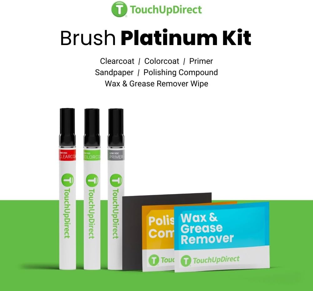 TouchUpDirect 1K0 Silver Knockout Metallic Compatible with Toyota Exact Match Touch Up Paint Brush - Platinum Kit