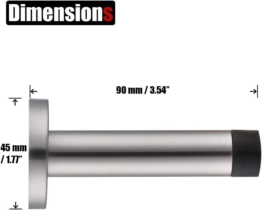 JQK Door Stopper White, 304 Stainless Steel Thicken 1mm Sound Dampening Door Stop Bumper Wall Protetor 8 Pack, DSB5-WH-P8