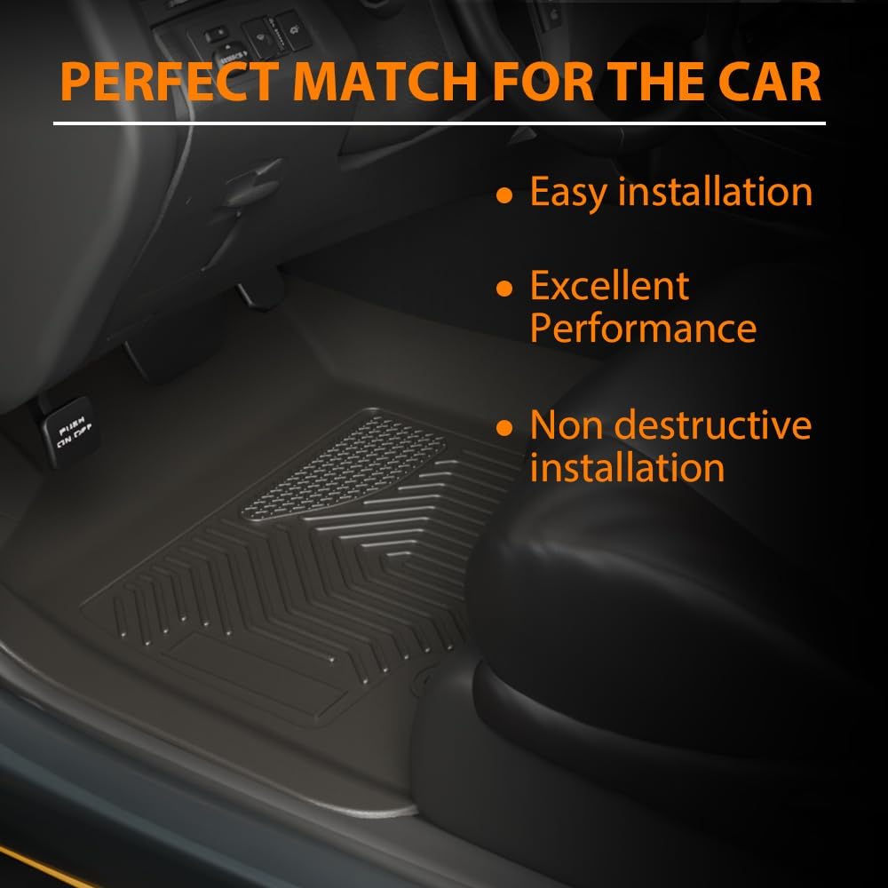 G-PLUS Floor Mats Cargo Liner Fit for Chevy Tahoe/GMC Yukon 2021 2022 2023 2024 2025 w/ 2nd Row Bucket Seats, TPE All Weather Custom Fit Full Cover Protection Front & 2nd Row Car Mats Accessories