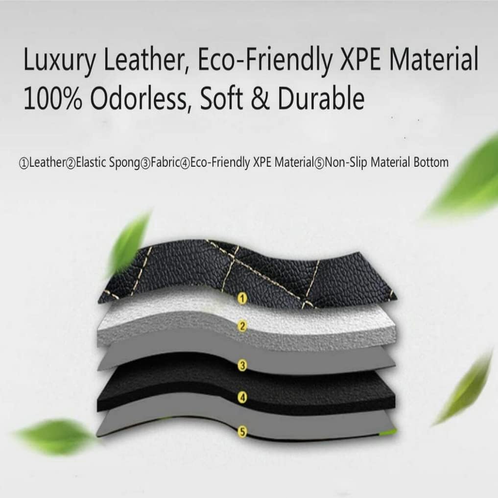 Custom All-Weather Protection Leather Car Floor Mats for Cars Sedan SUV Sports Car Waterproof Floor Mat (Black)