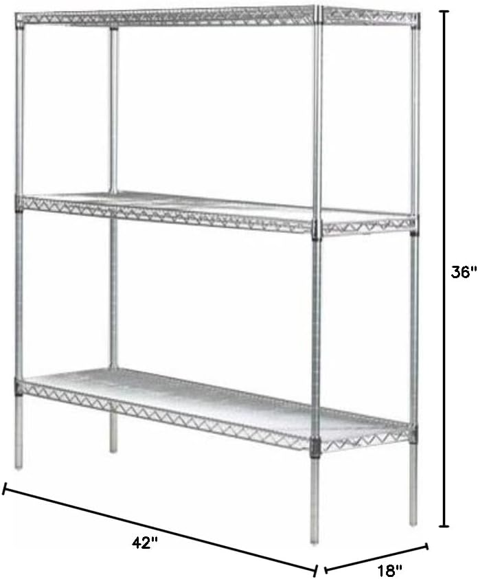 Omega 18" Deep x 42" Wide x 36" High 3 Tier Chrome Starter Shelving Unit