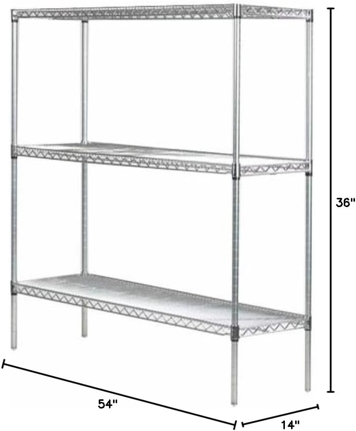 Omega 14" Deep x 54" Wide x 36" High 3 Tier Gray Starter Shelving Unit