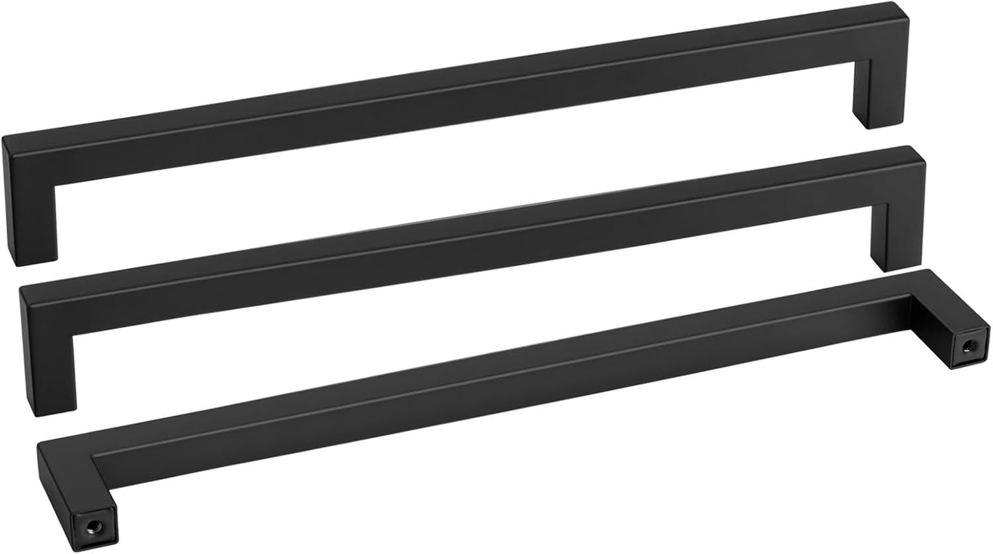 goldenwarm 10 Pack 18INCH Black Cabinet Pulls Kitchen Cabinet Handles-LSJ12BK458 Square Drawer Handle Metal Bathroom Cabinets Hardware 458mm Hole Center