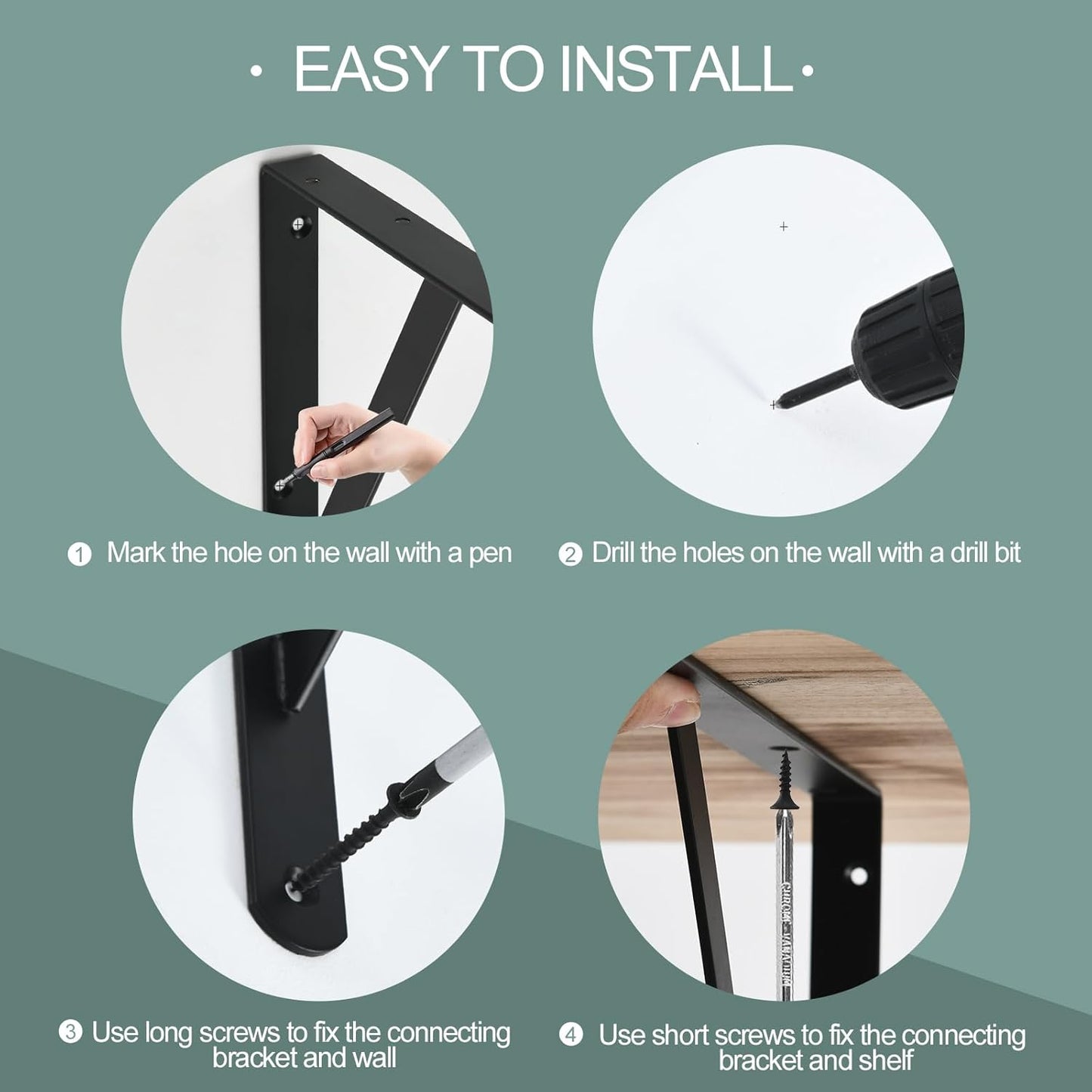 20 Pack L14 x H 10" Black Heavy Duty Shelf Brackets with Screws Metal Shelf Brackets Shelf Support Angle Brackets for Shelves L Brackets Heavy Duty Floating Shelf