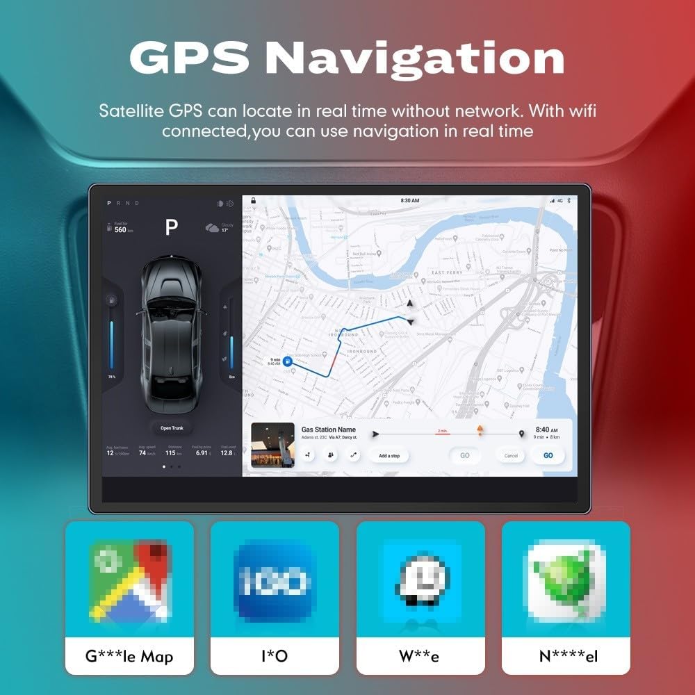 Kunfine Car CarPlay Android Auto Navigation Stereo GPS Radio Reverse Camera Display 13.1" QLED Touchscreen Headunit Tablet Pad Media Player For Peugeot 301 13-22, if Applicable Octa Core 2G+32G Silver