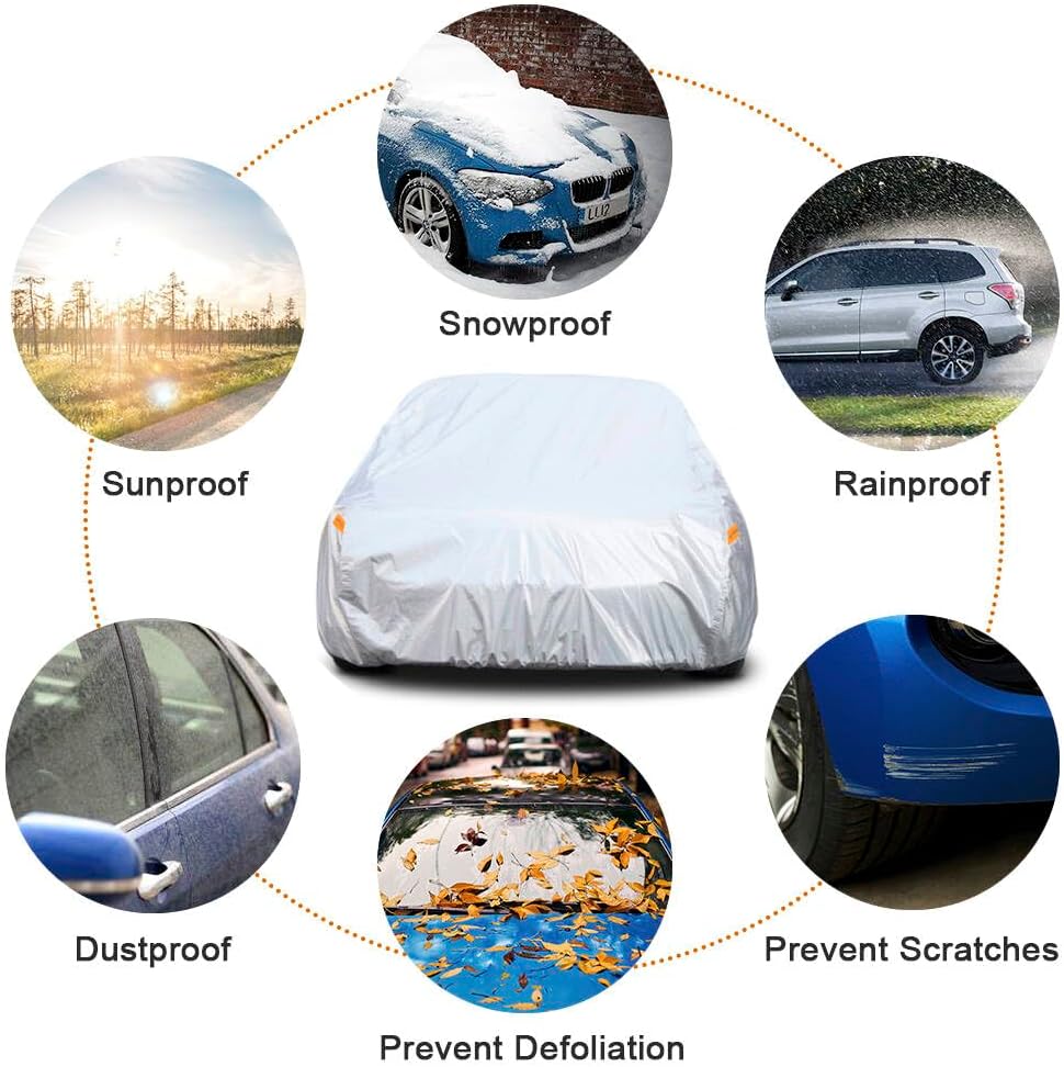 Kayme 6 Layers SUV Car Cover Custom Fit for Chevrolet Chevy Traverse (2009-2025) Waterproof All Weather for Automobiles, Outdoor Full Cover Rain Sun UV Protection.Silver