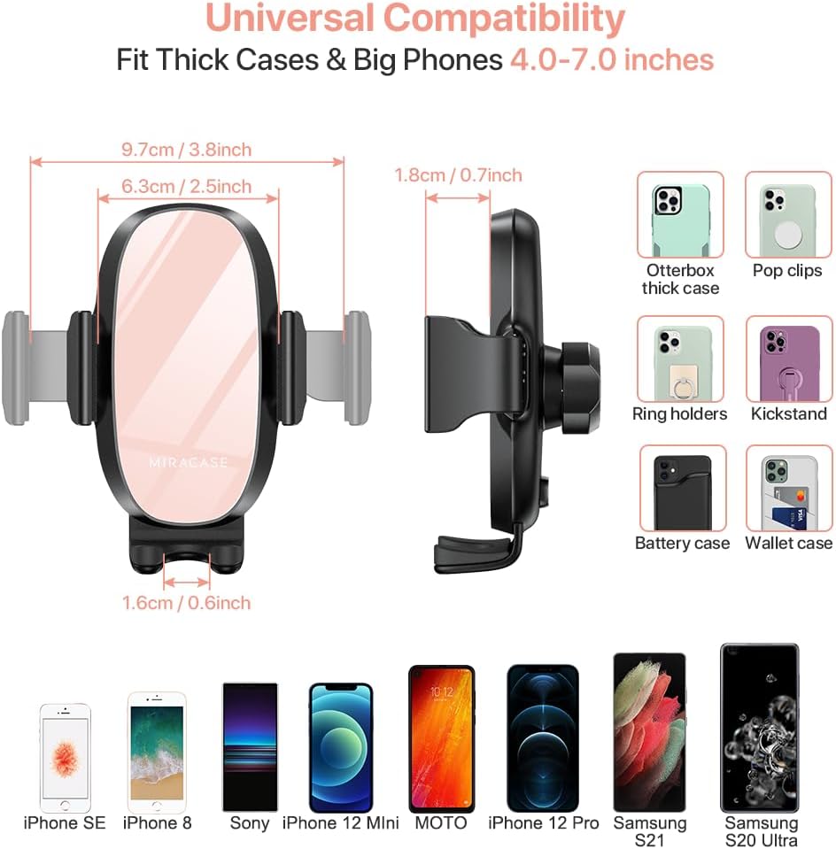Miracase Universal Cup Phone Holder for Car, [Upgraded Version] Adjustable Long Neck Car Cup Holder Phone Mount Cradle Friendly Compatible with iPhone Samsung Google and All Smartphones, Pink