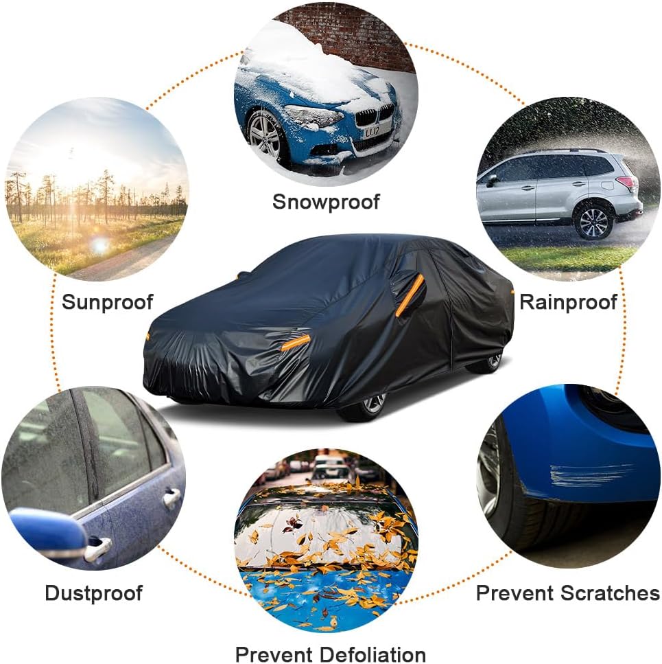 Kayme 7 Layers Car Cover Custom Fit for Kia Forte (2017-2025) Waterproof All Weather for Automobiles, Outdoor Full Cover Rain Sun UV Protection.Black