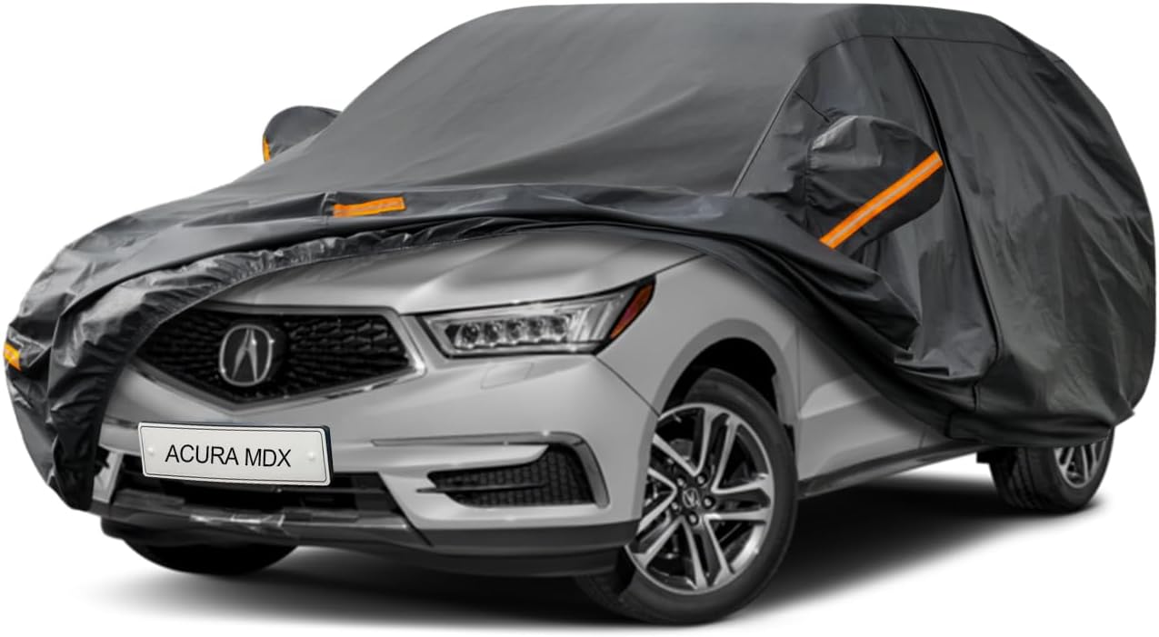 Kayme 7 Layers SUV Car Cover Custom Fit for Acura MDX (2001-2025) Waterproof All Weather for Automobiles, Outdoor Full Cover Rain Sun UV Protection.Black