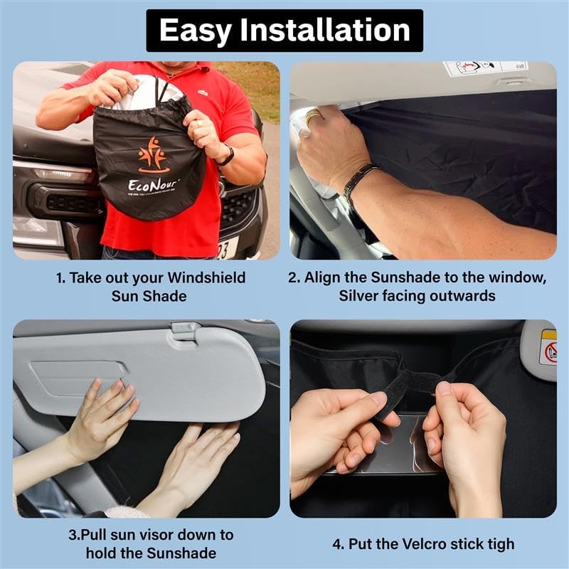 for Volkswagen ID 4 2021-2025 Windshield Sunshade Compatible-EcoNour 240T Polyester Material Cars Sun Visor Reflector Blocks UV Rays - Foldable Sunshade Interior Protection Volkswagen Accessories