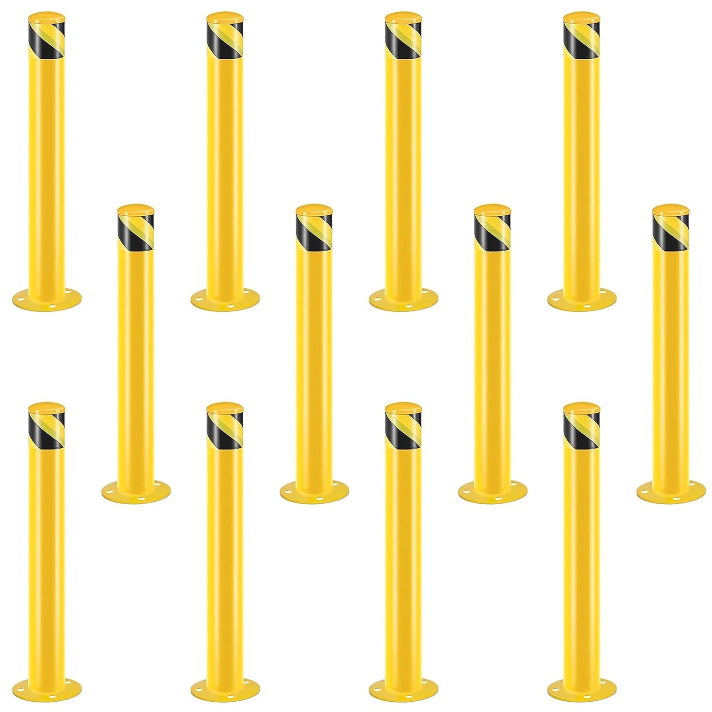 Safety Bollard Post, Steel Bollards,Parking Bollard, Yellow Powder Coated Safety Parking Barrier Post, for Traffic Sensitive Areas (12, 42"H*3.5"D)