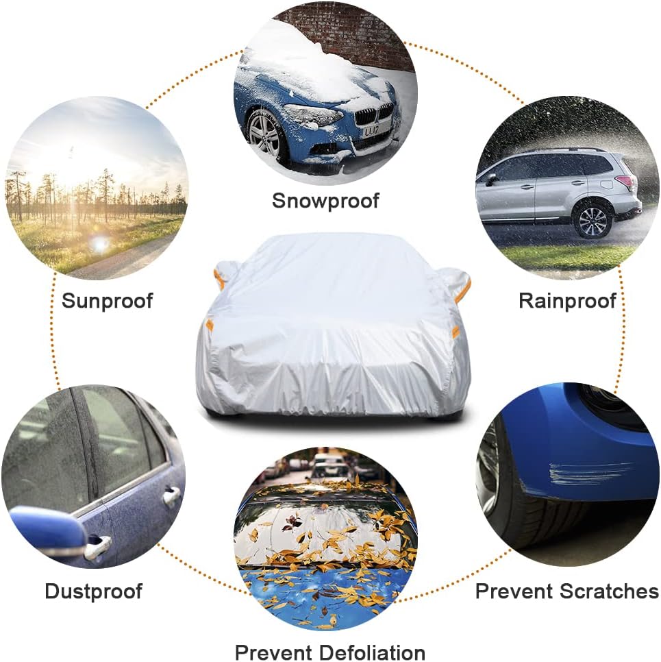 Kayme 6 Layers SUV Car Cover Custom Fit for Nissan Murano（2008-2025） Waterproof All Weather for Automobiles, Outdoor Full Cover Rain Sun UV Protection.Silver