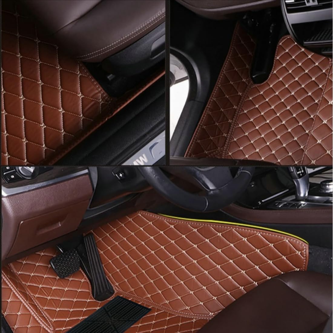 Custom Personalized Floor Mats for Cars，Luxury Full Coverage All Car Floor Mats，Anti-Slip Leather Car Mat Set ，Custom Floor Mats for 99% of Cars, Trucks & SUVs. (Orange)