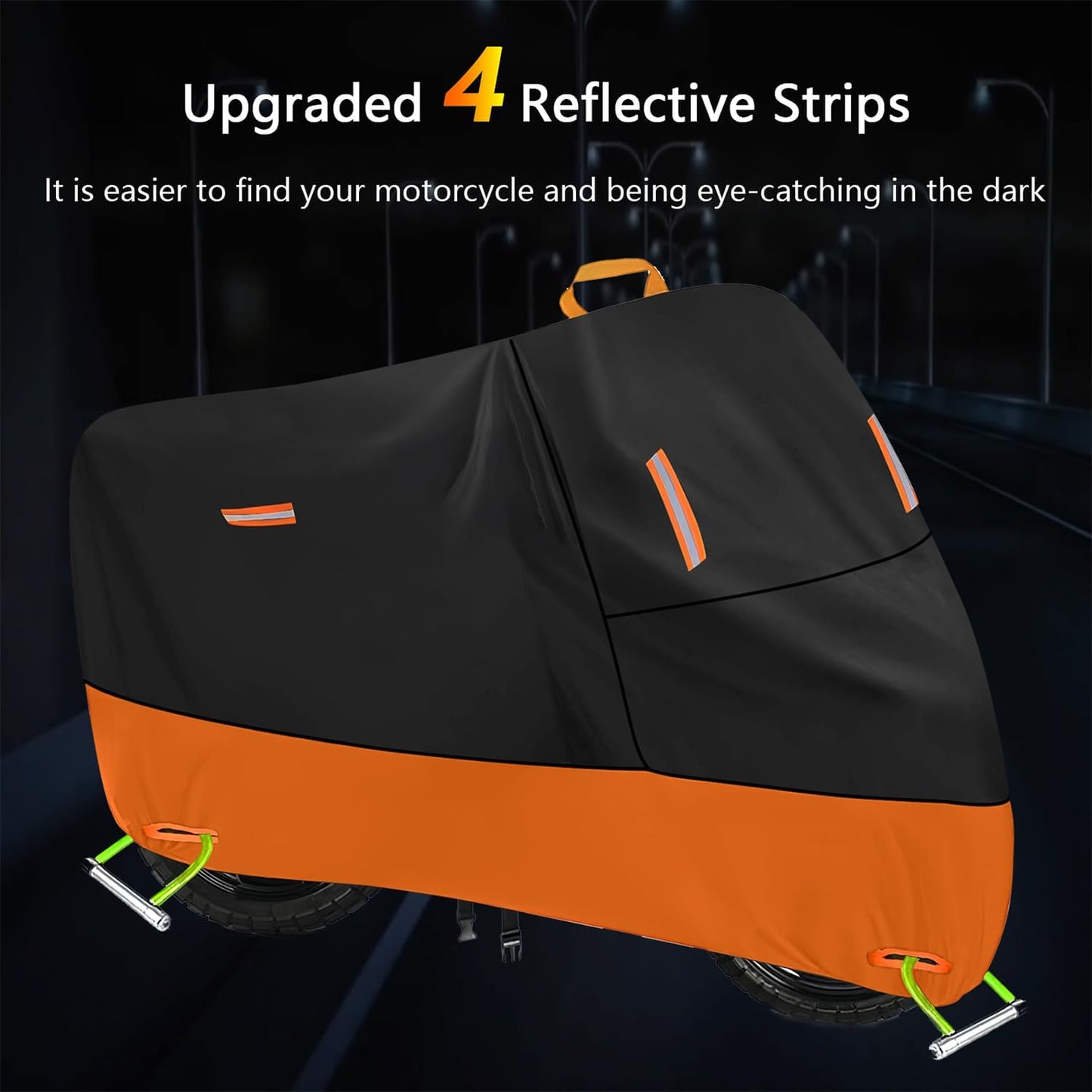Harley Motorcycle Cover Waterproof Outdoor 300D Oxford Heavy Duty Oxford All Season Sun Protection Fit up to 100 inch Dirt Bike Fat Boy Fat Bob Honda Africa (XXXL: 96" x 37" x 50")