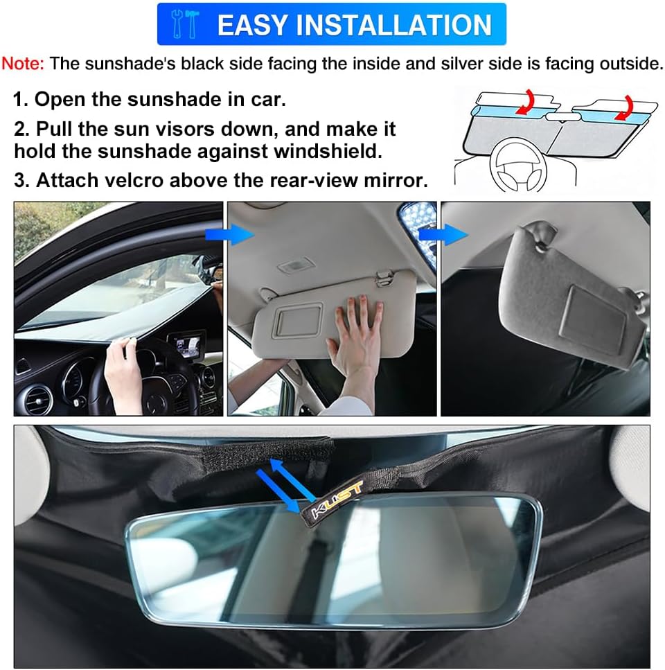 KUST Windshield Sun Shade for 2012-2017 Subaru Crosstrek/XV 2018-2023 Subaru Crosstrek Sunshade Foldable Sun Visor Protector Blocks UV Rays Keep Your Car Cooler