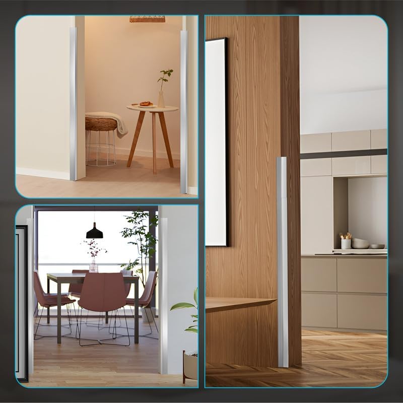 Proflex Wall Corner Protector - Pack of 6 Self Adhesive Corner Guards for Walls Edge Protection - 1 inch x 36 inch, Brushed Aluminum – Easy to Apply – No Tools Needed