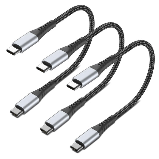 1FT USB C to USB C Cable, 3Pack Short USB Type C to C Cable 60W Fast Charging 1 Foot USBC to USBC Cord Braided for iPhone 16 15 Pro Max, Samsung Galaxy S25 A16, Moto G8, Google Pixel