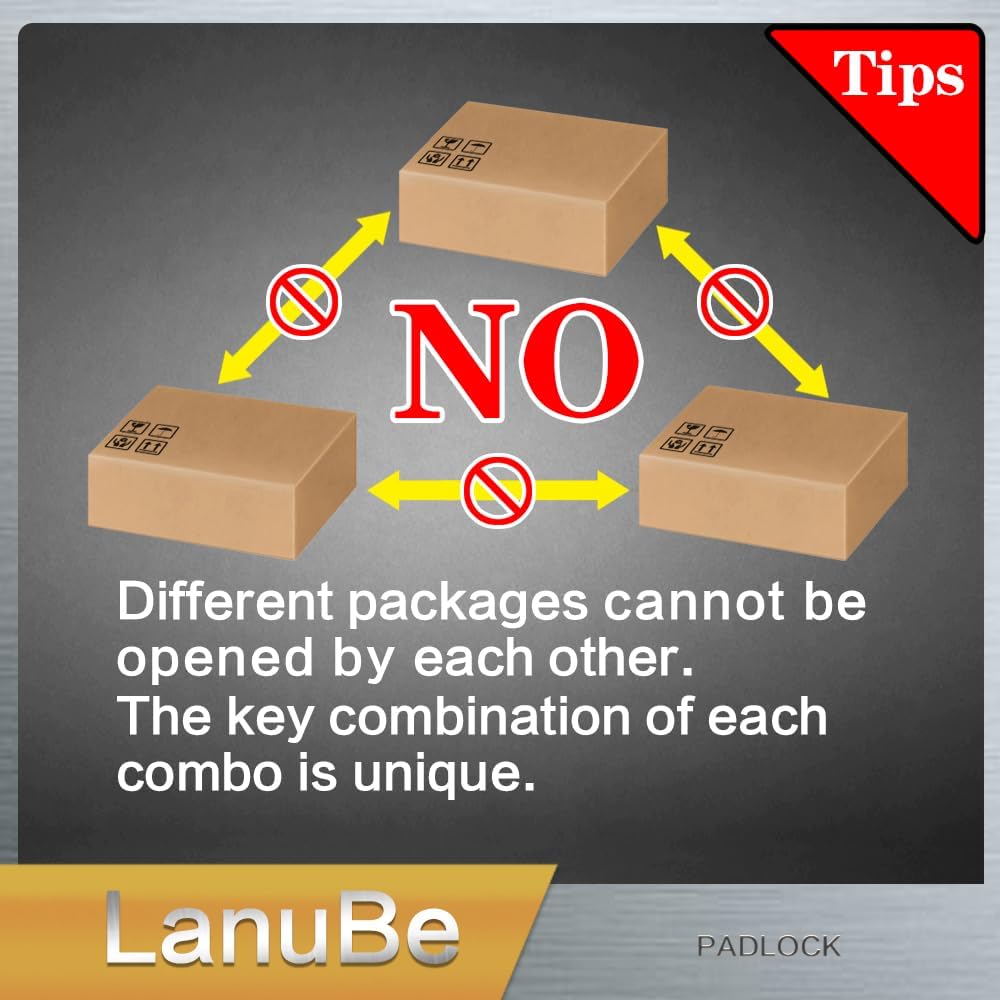 LanuBe Lock Laminated keyed padlock1-9/16 inch, keyed Alike Locks, Normal Shackle,Marked Black Plastic Hoop, Pack of 120