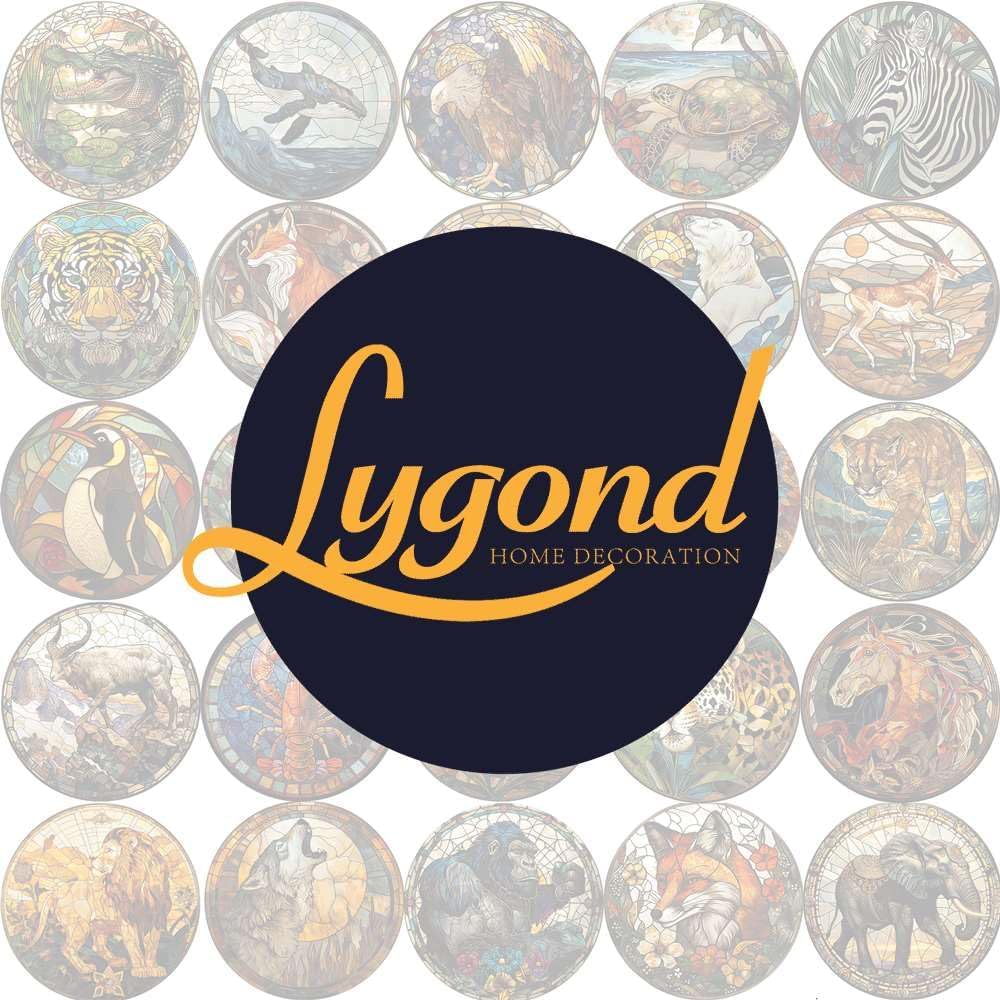 Lygond Metal Sign Tin Sign Circular Stained Glass Mountain Goat Vintage Sign For Club 8×8 Inches