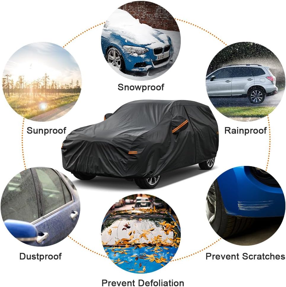 Kayme 7 Layers SUV Car Cover Custom Fit for Toyota RAV4 (2006-2025), Waterproof All Weather for Automobiles,Rain Sun UV Protection.Black