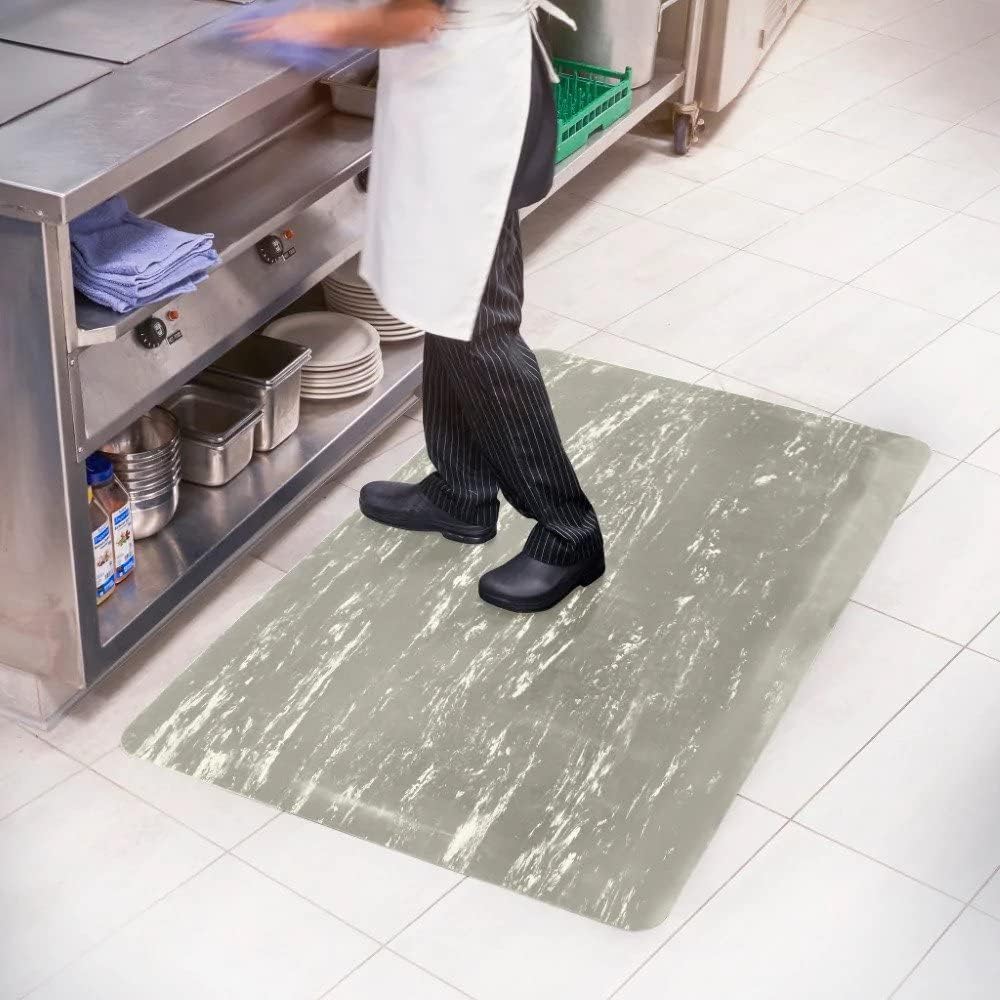 Consolidated Plastics Anti-Fatigue Marble Floor Mat, Commercial Grade Standing Support for Leg & Back Pain, Thick Heavy-Duty Rubber Made in USA (Gray, 2' x 3')