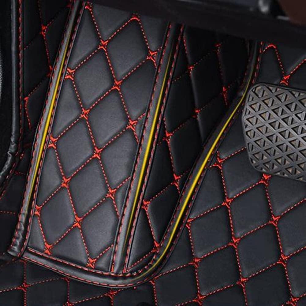 Custom All-Weather Protection Luxury Leather Floor Mats for Cars SUVs Trucks According Anti-Slip Leather Floor mats ﻿ (Black Red)