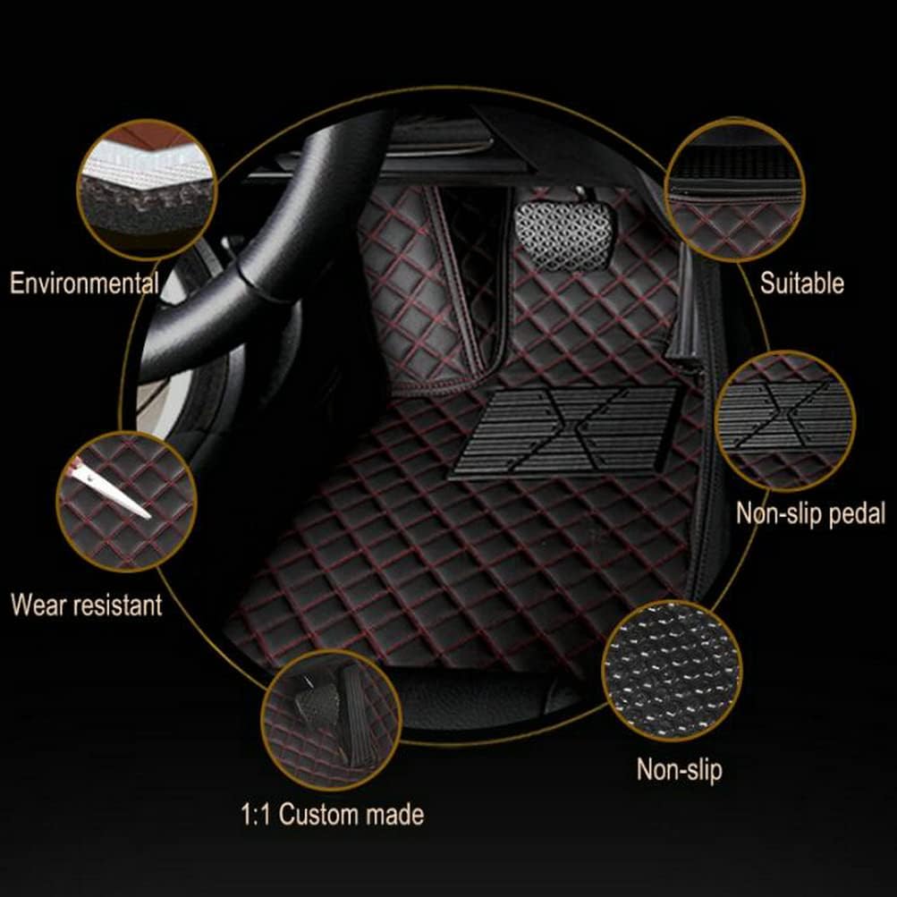 Custom Colors Car Floor Mats Black Pink for 99.9% Sedan SUV Sports， All-Weather Liners Car Floor mat，Luxury Leather Automotive Floor Mats (3D Black Red,3D Floor Mats)