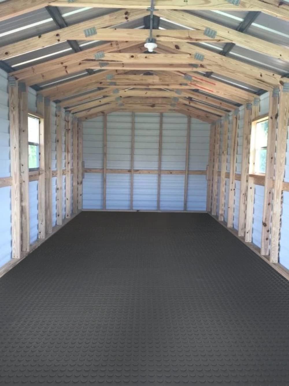 G-Floor Seamless Sheet Vinyl Shed Flooring Cover with Bonded Fibrous Backing - Coin Pattern (8' x 10', Slate Grey)
