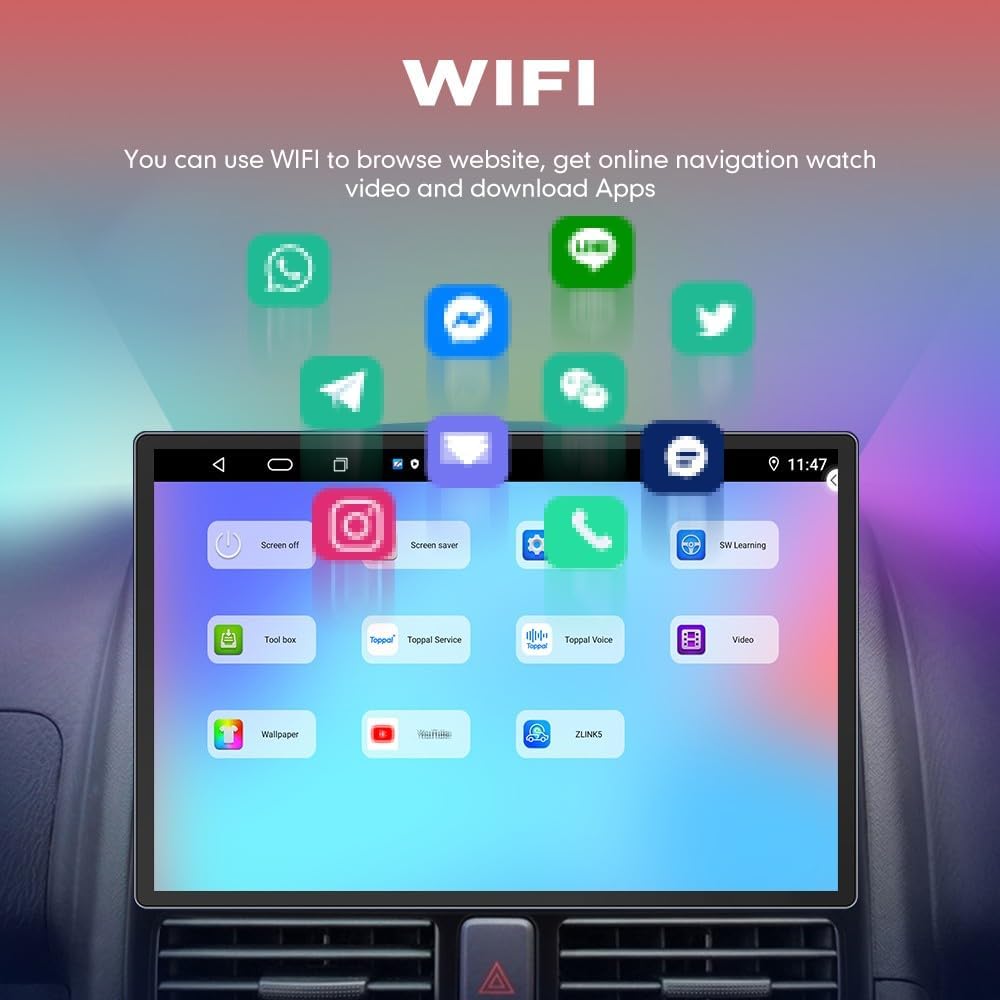 Kunfine Car CarPlay Android Auto Navigation Stereo GPS Radio Reverse Camera Display 13.1" QLED Touchscreen Headunit Tablet Pad Media Player For Peugeot 301 13-22, if Applicable Octa Core 2G+32G Silver